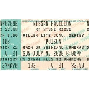 Vintage 2000 Poison Cinderella Dokken Slaughter Concert Ticket Stub Bristow VA